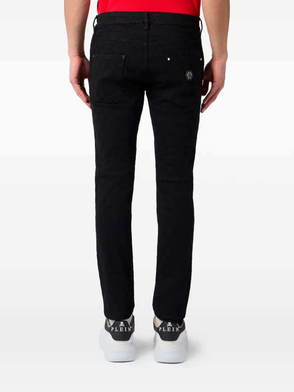 Philipp Plein Rockstar fit jeans met geborduurd monogram Zwart