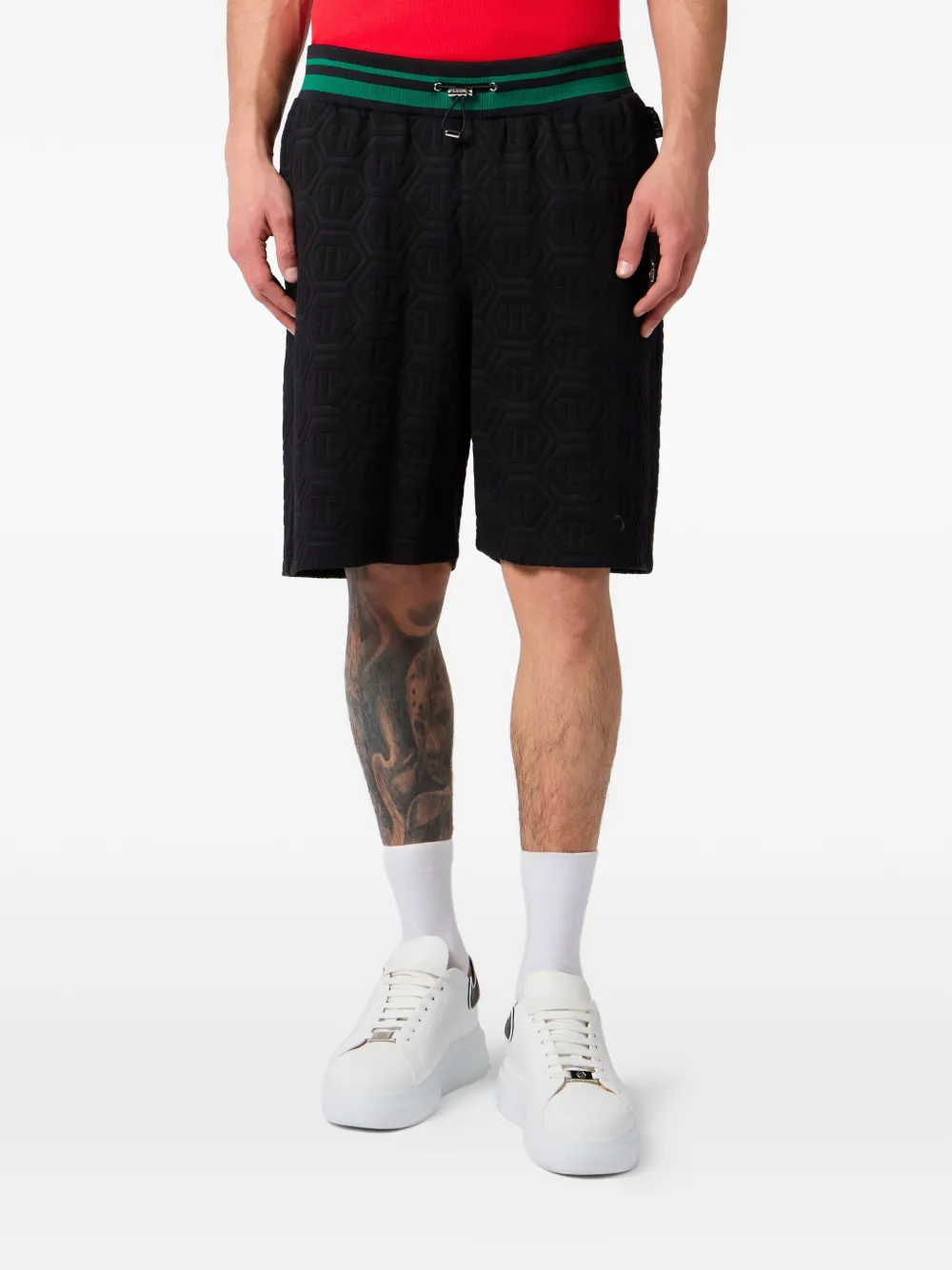Philipp Plein Trainingsshorts met monogram-jacquard Zwart