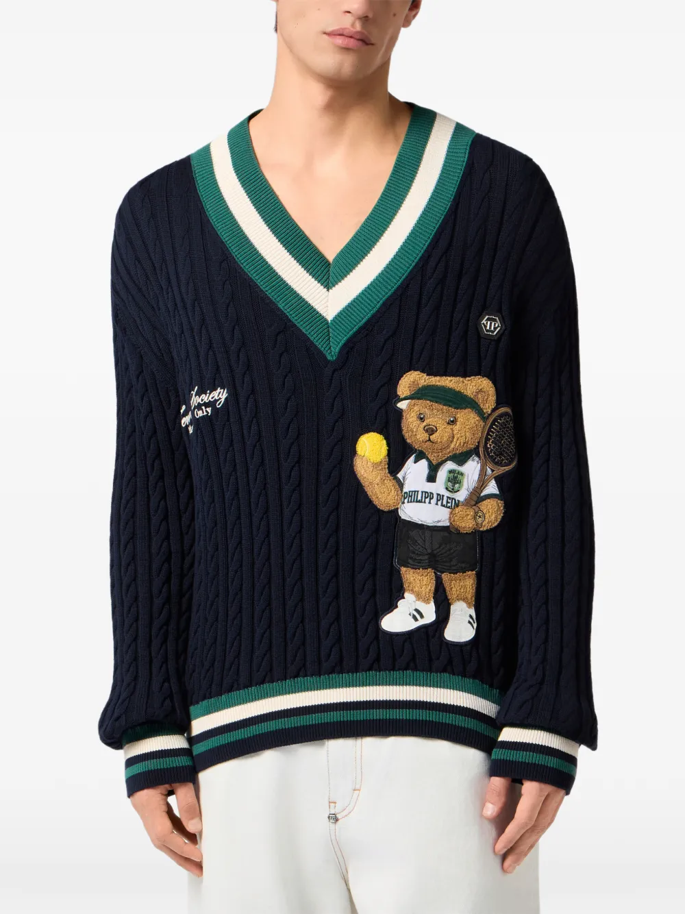 Philipp Plein V-neck Teddy Pullover - Blue 