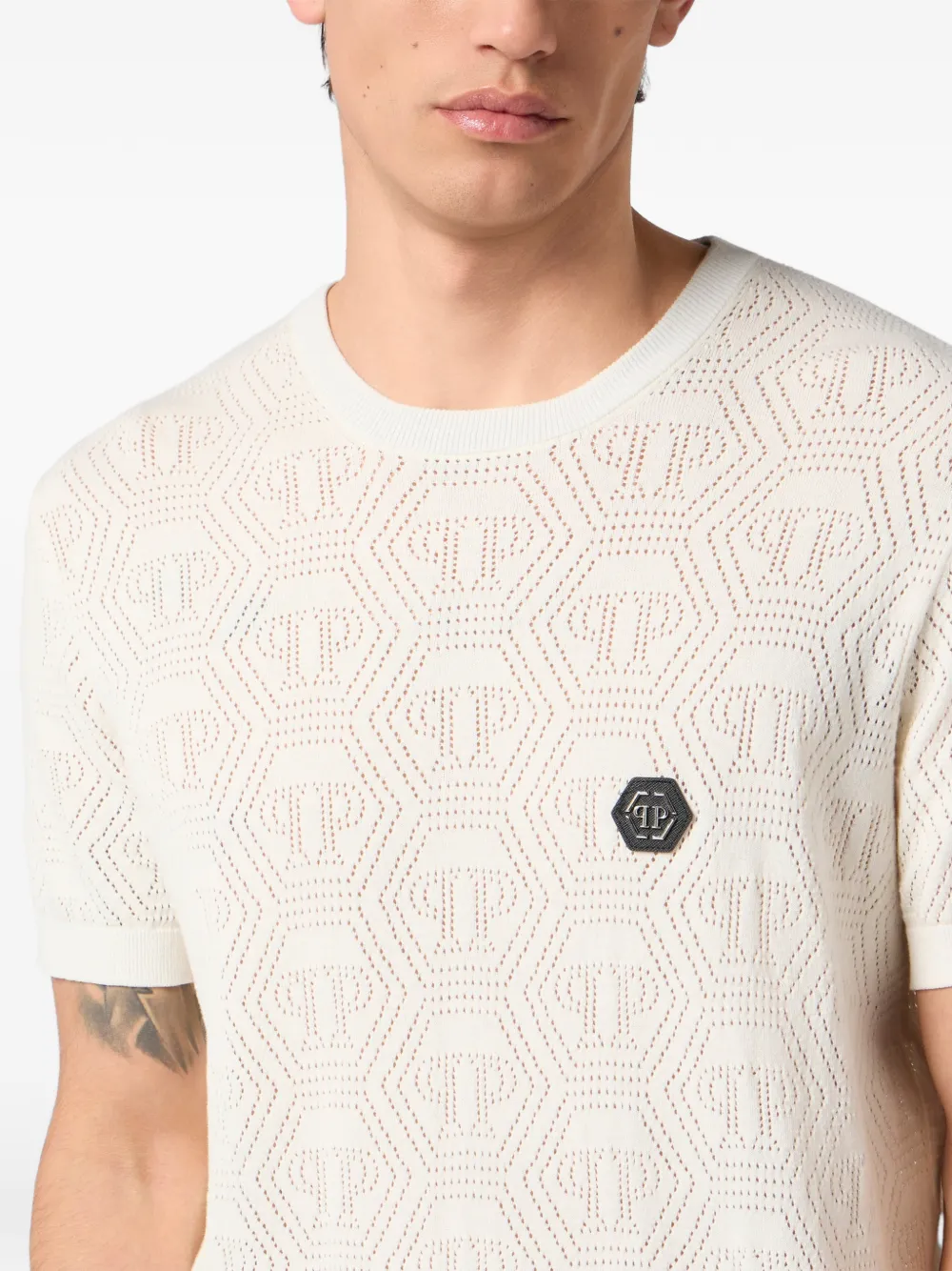 Philipp Plein T-shirt met monogram Beige