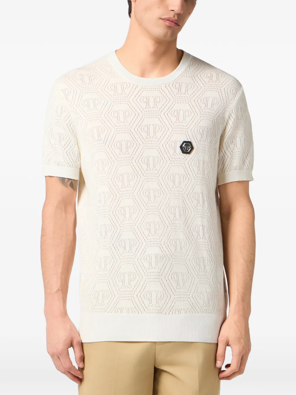 Philipp Plein T-shirt met monogram Beige