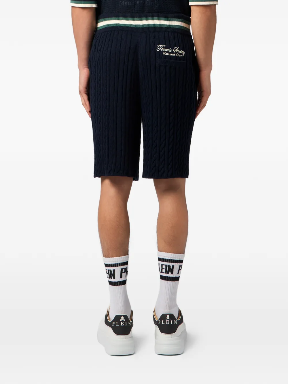 Philipp Plein gebreide shorts met trekkoord Blauw