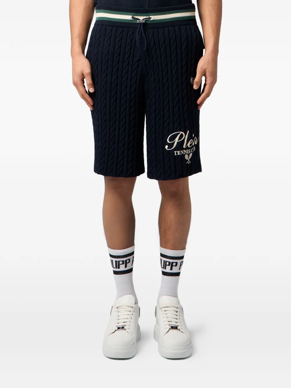  Philipp Plein Knitted Drawstring Shorts - Blue 