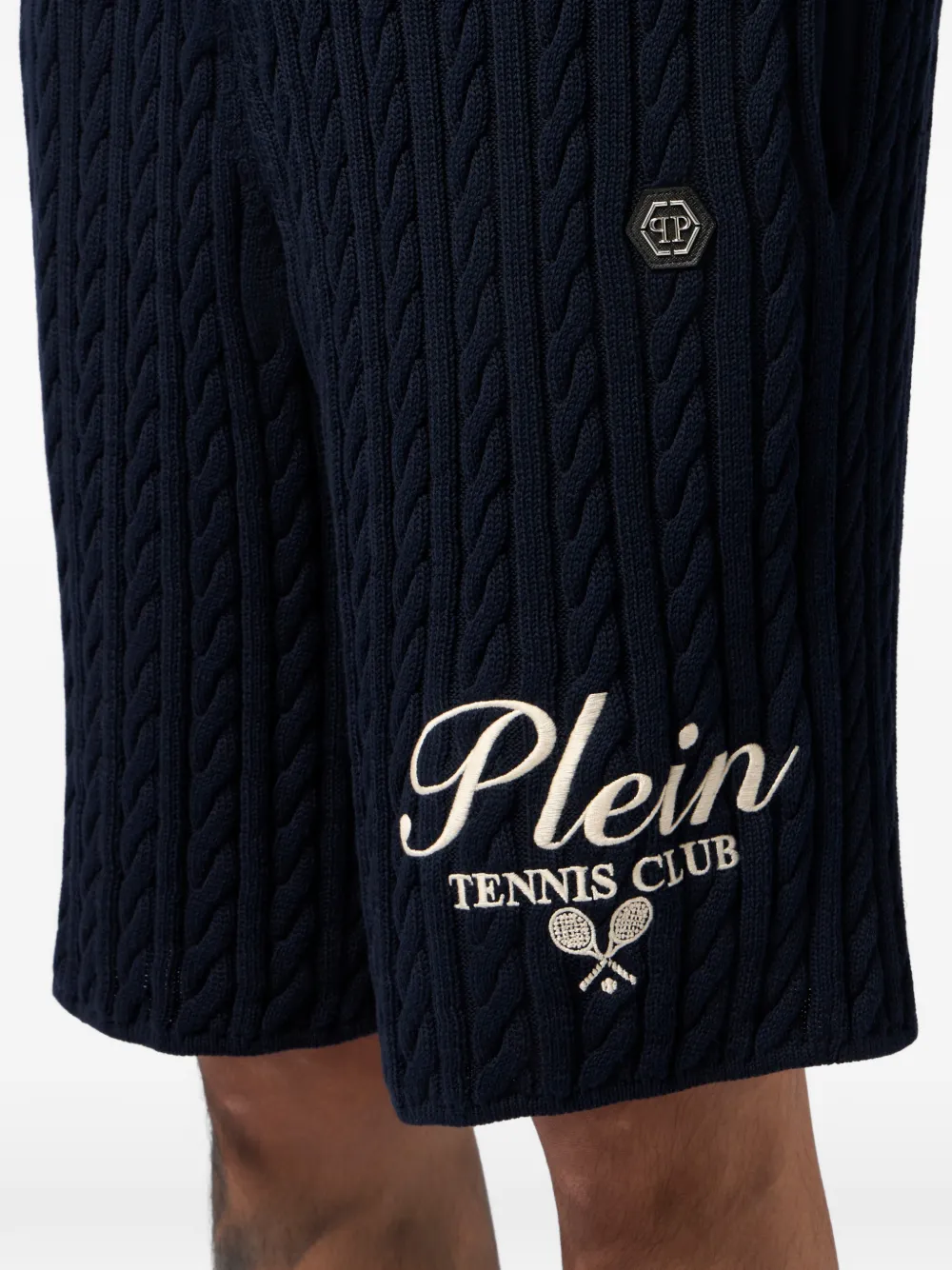 Philipp Plein gebreide shorts met trekkoord Blauw