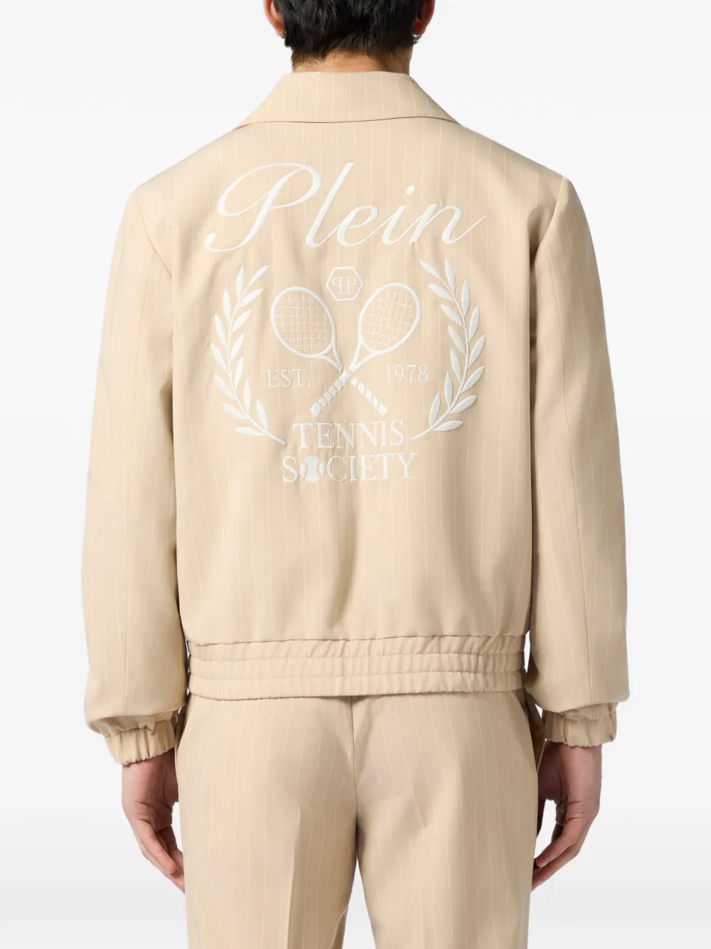 Philipp Plein Jack met rits en krijtstreep Beige