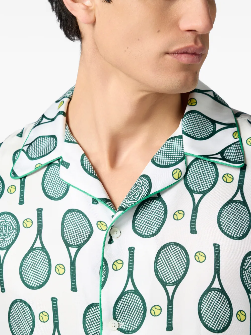Philipp Plein Zijden bowlingshirt Wit