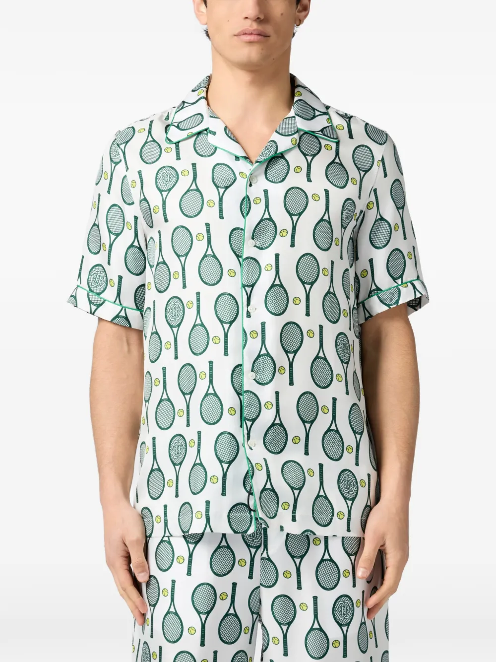Philipp Plein Zijden bowlingshirt Wit