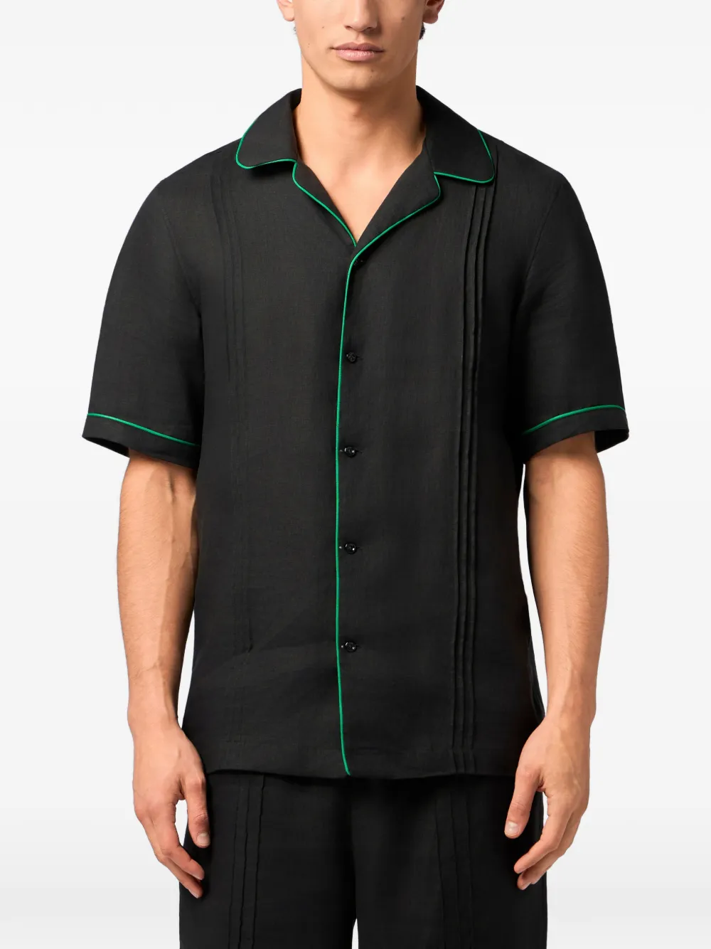 Philipp Plein Linnen bowlingshirt Zwart