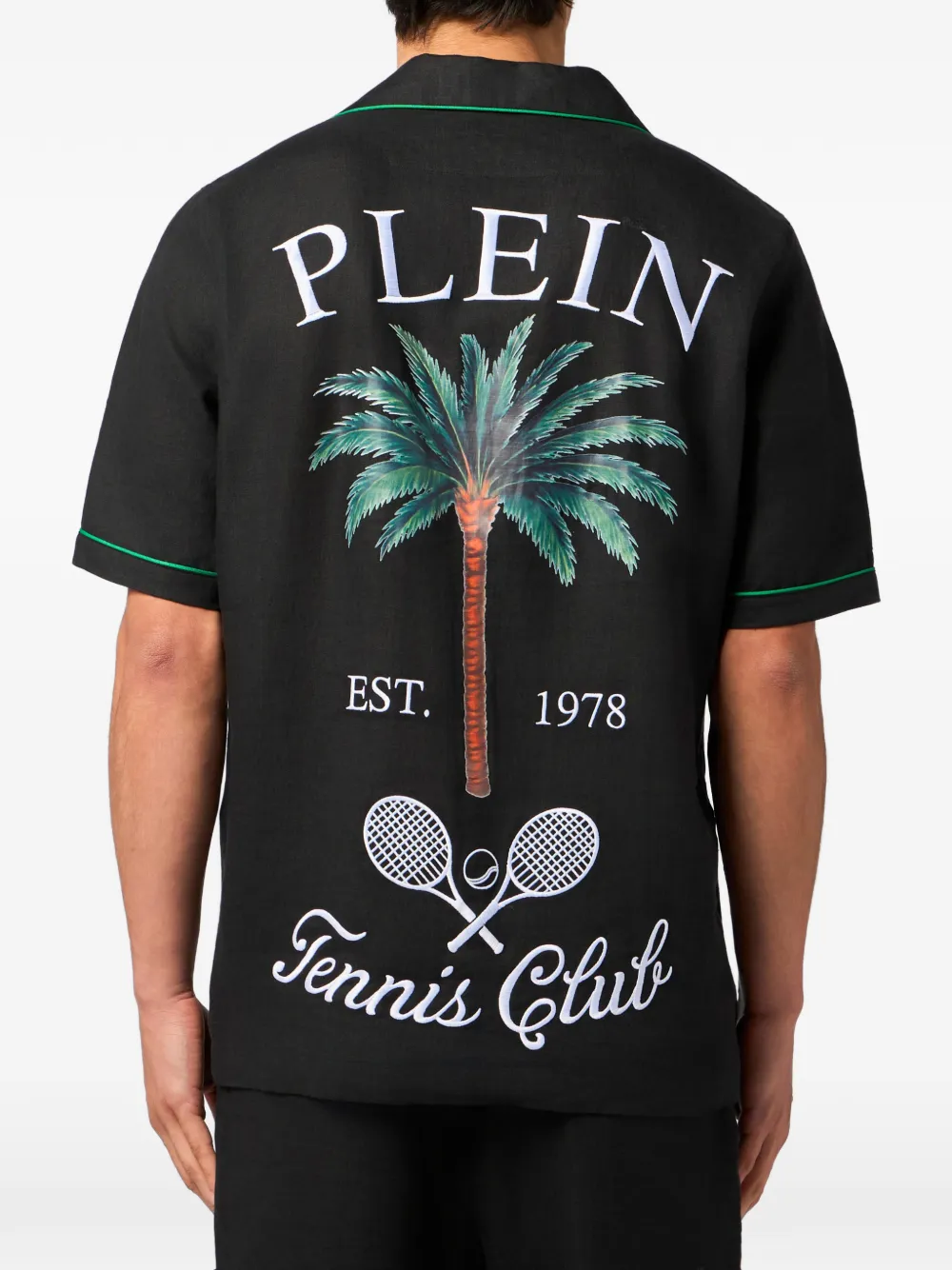 Philipp Plein Linnen bowlingshirt Zwart