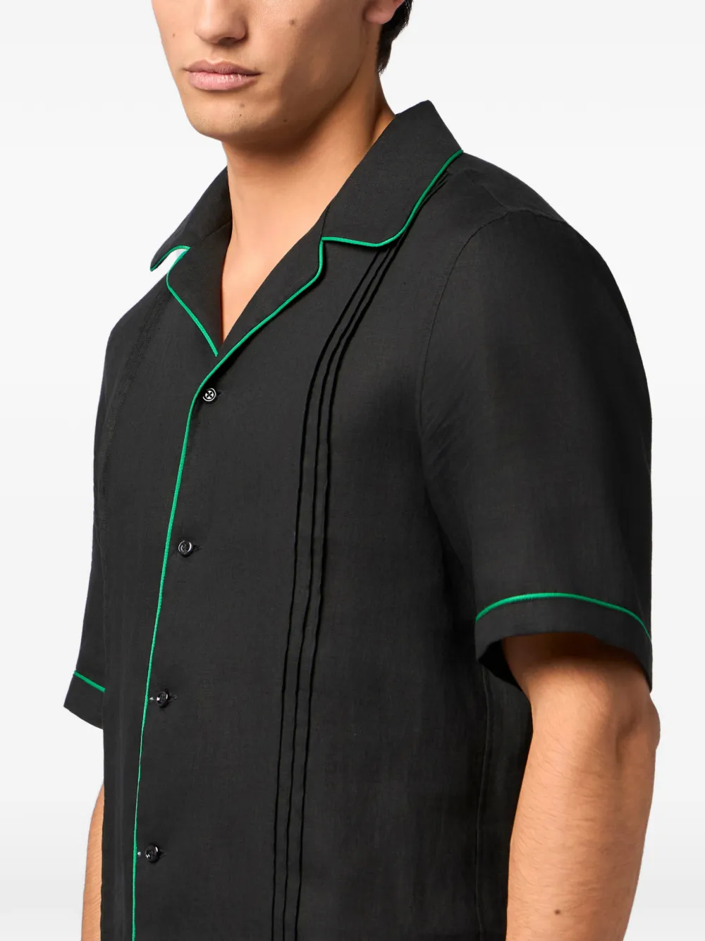 Philipp Plein Linnen bowlingshirt Zwart