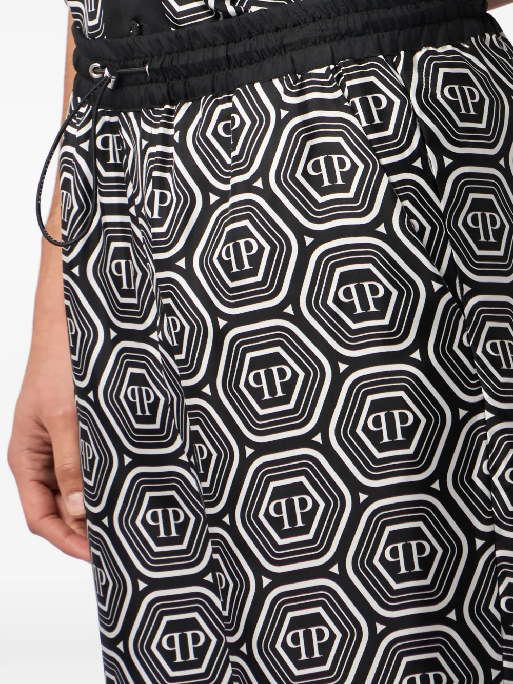 Philipp Plein Zijden shorts met trekkoord en monogram Zwart