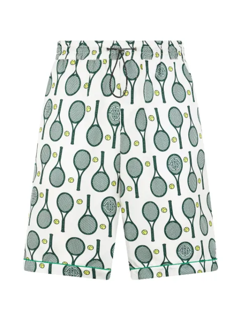 Philipp Plein tennis print drawstring shorts