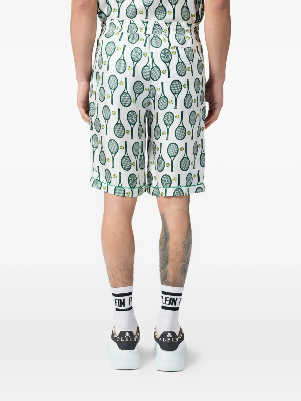 Philipp Plein Zijden tennisshorts met trekkoord Wit