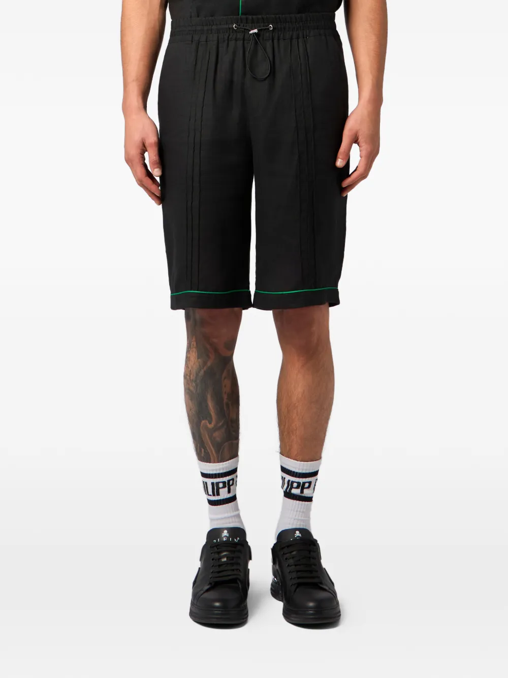 Philipp Plein Pantalones Cortos Con Cordones - Negro 