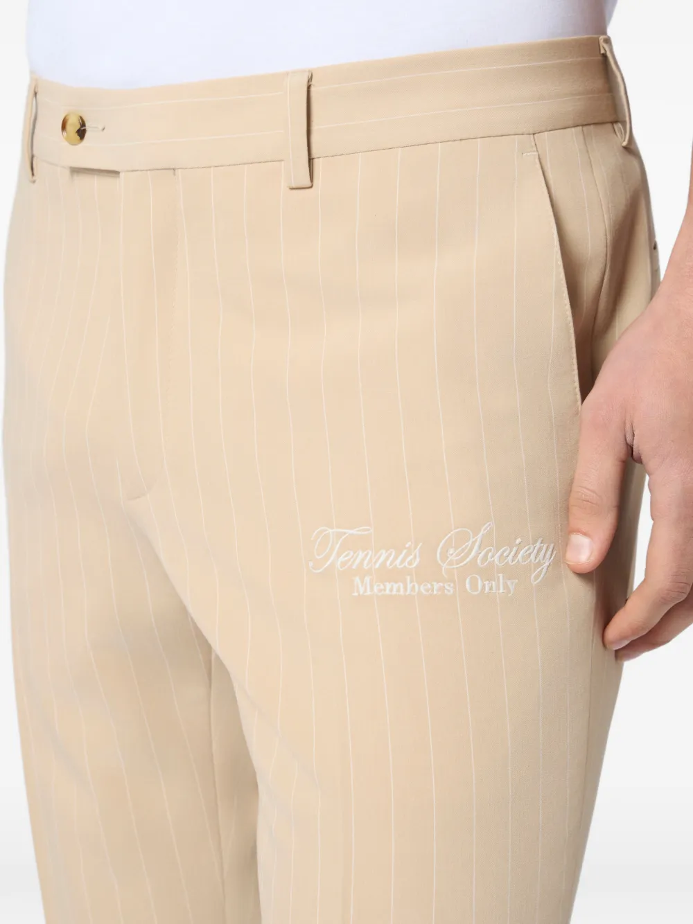 Philipp Plein Joy-Fit broek met krijtstreep Beige