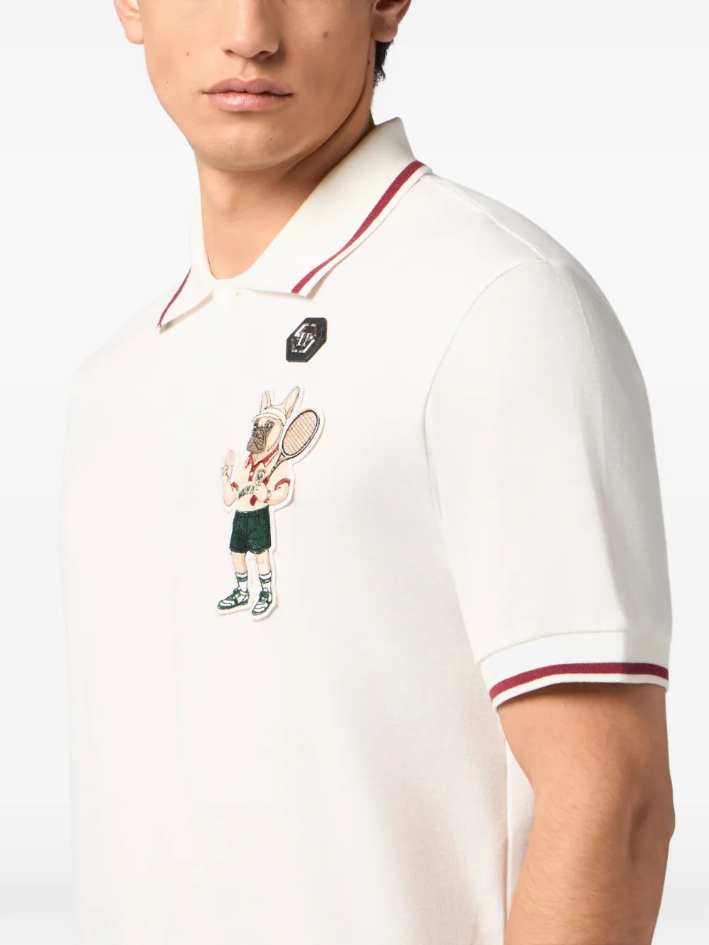 Philipp Plein Poloshirt met tennispatch Wit