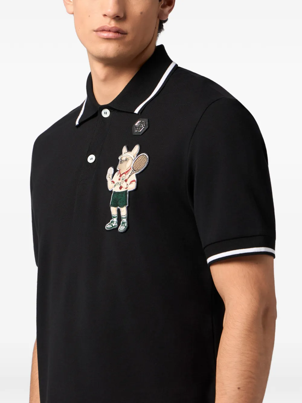 Philipp Plein Poloshirt met tennispatch Zwart