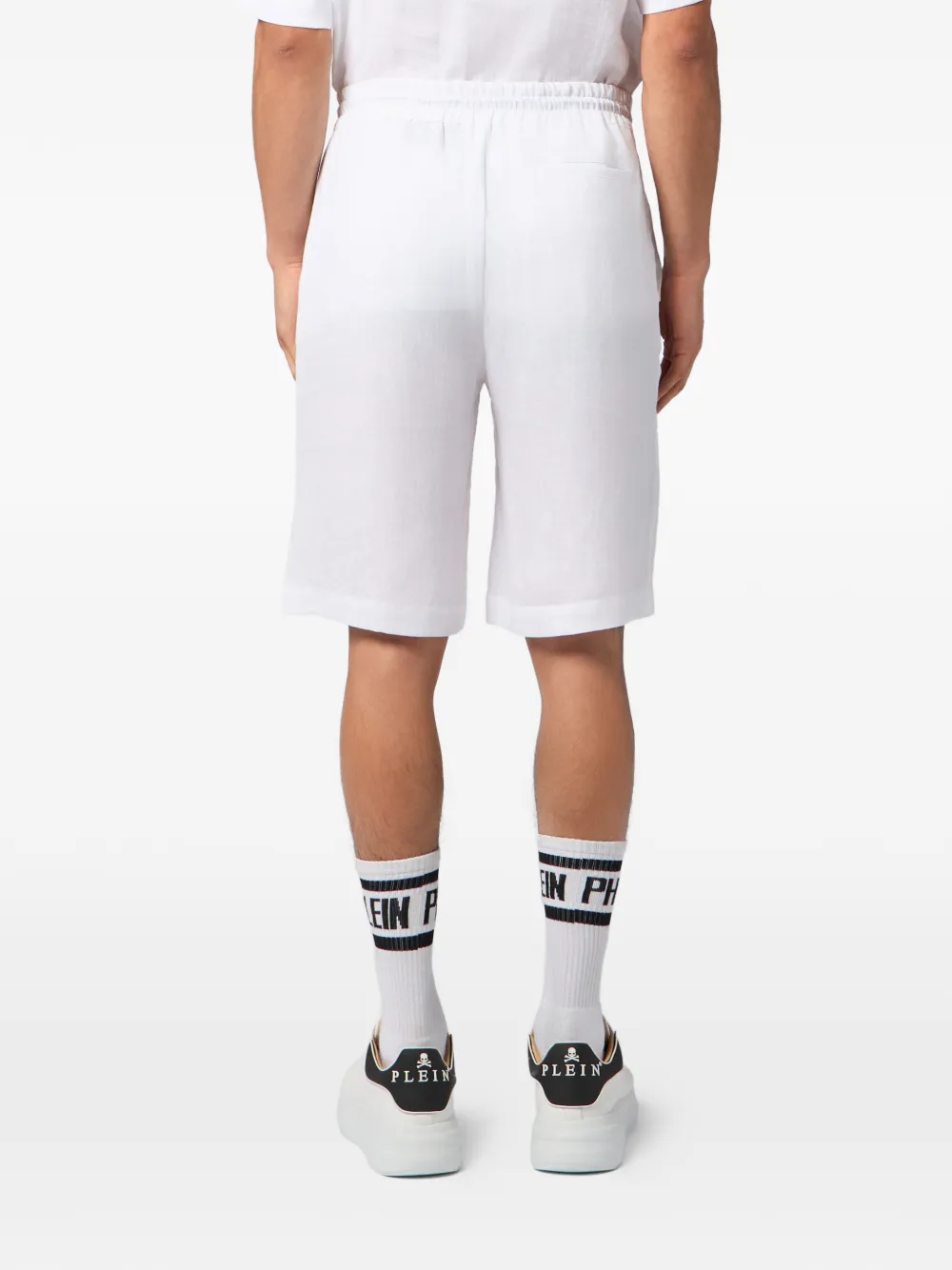 Philipp Plein Linnen tennisshorts met trekkoord Wit
