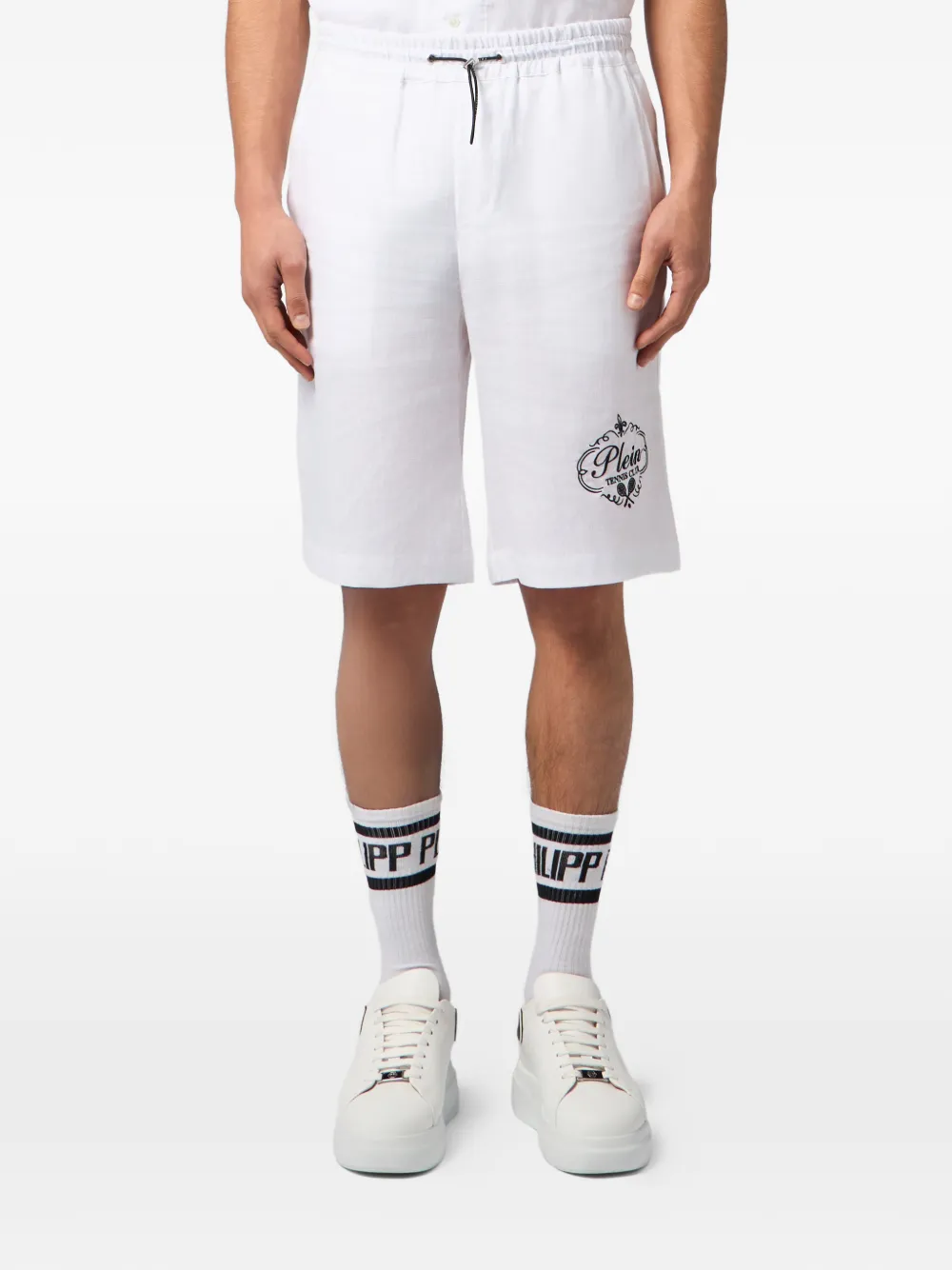 Philipp Plein Linnen tennisshorts met trekkoord Wit