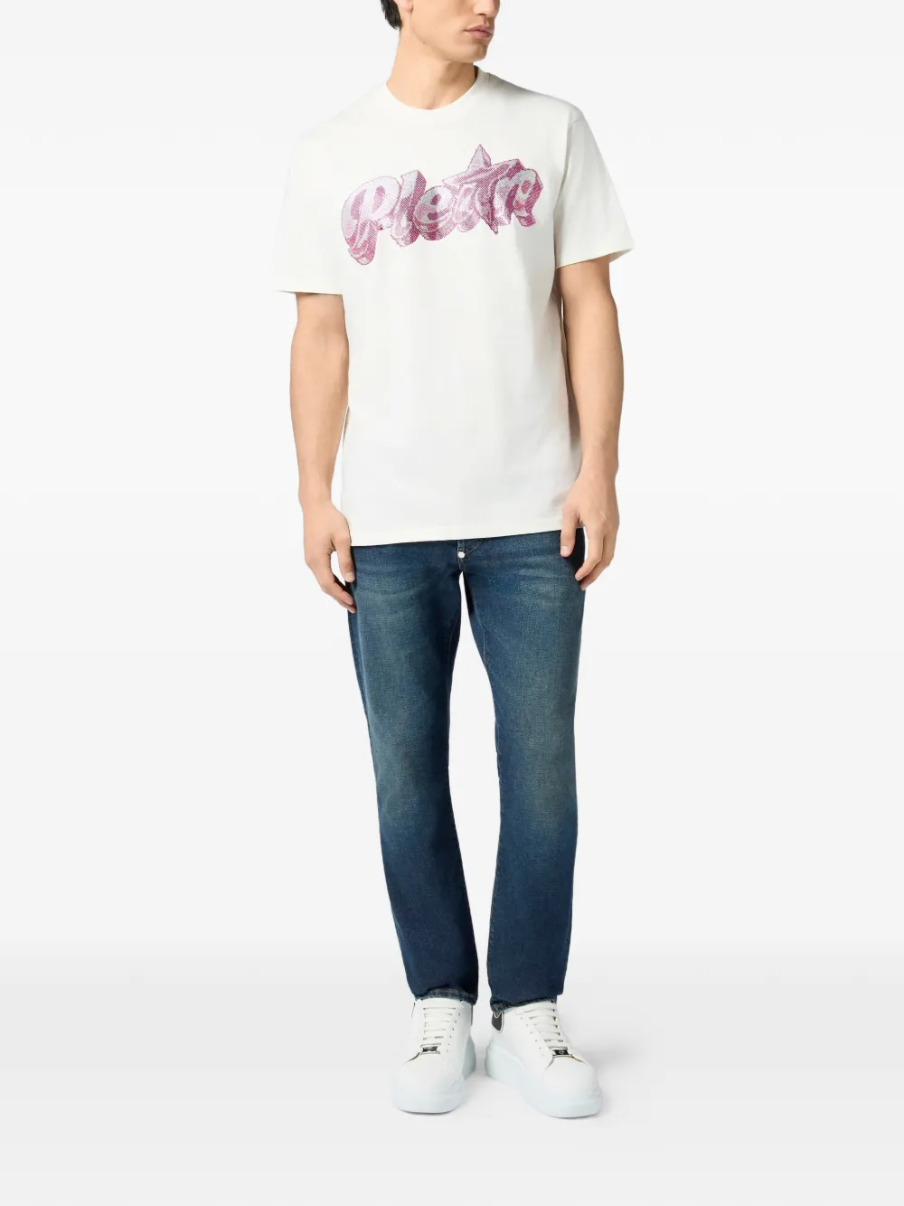 Philipp Plein Gummy Stones T-shirt met ronde hals Wit
