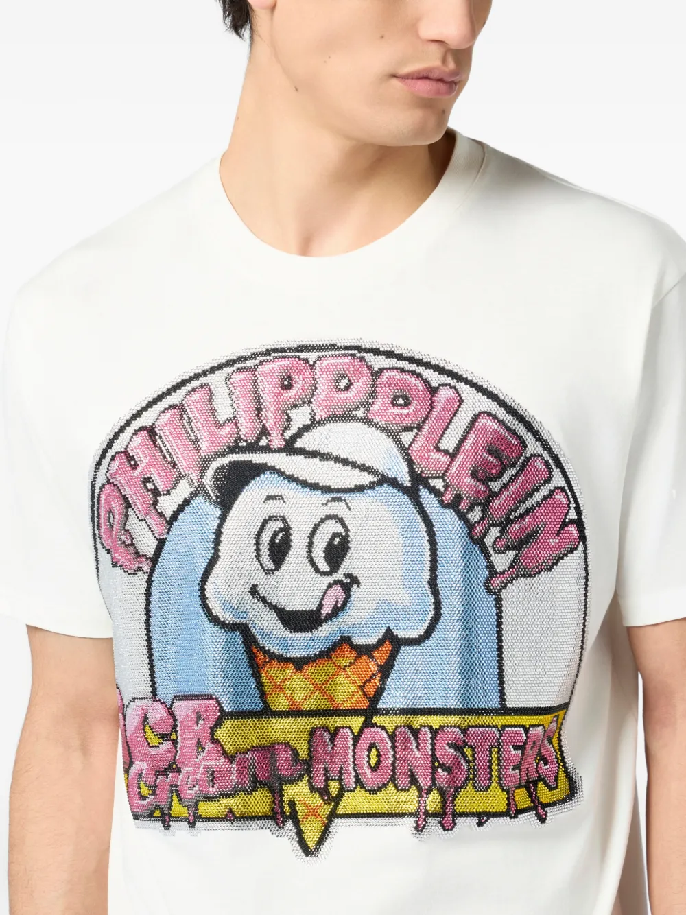 Philipp Plein Ice Cream Monsters T-shirt met ronde hals Wit