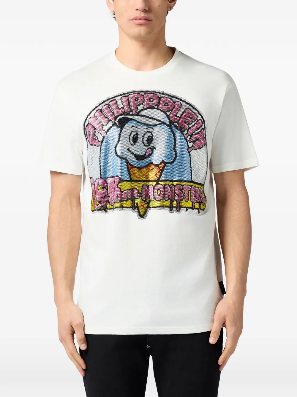 Philipp Plein Ice Cream Monsters T-shirt met ronde hals Wit