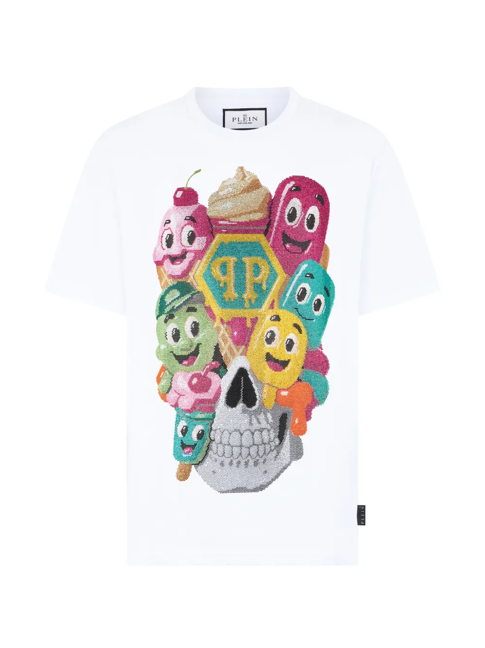 Philipp Plein T-Shirt mit Totenkopf - Weiß