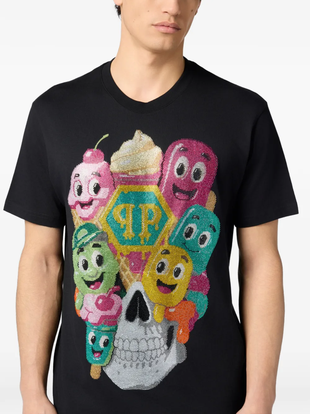 Philipp Plein Ice Cream Skull T-shirt Zwart