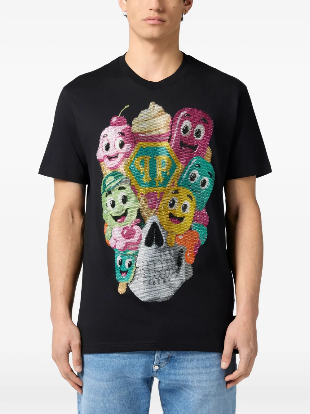 Philipp Plein Ice Cream Skull T-shirt Zwart