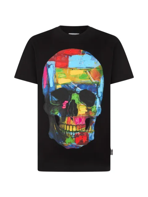 Philipp Plein round neck painted skull T-shirt