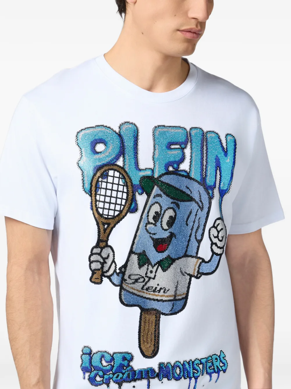 Philipp Plein Tennis Ice Cream T-shirt met ronde hals Wit