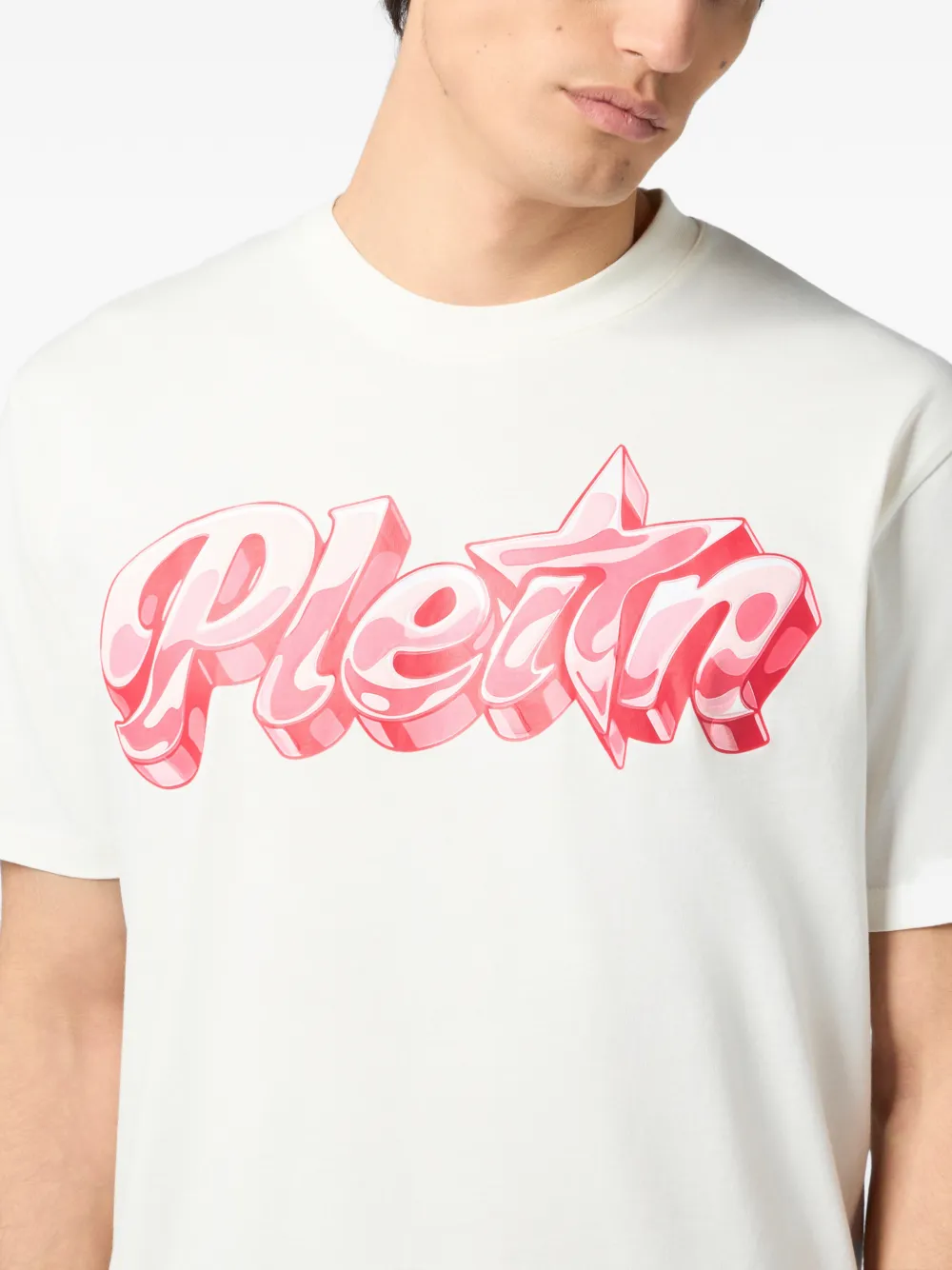 Philipp Plein Puffy Gummy Plein T-shirt met ronde hals Beige