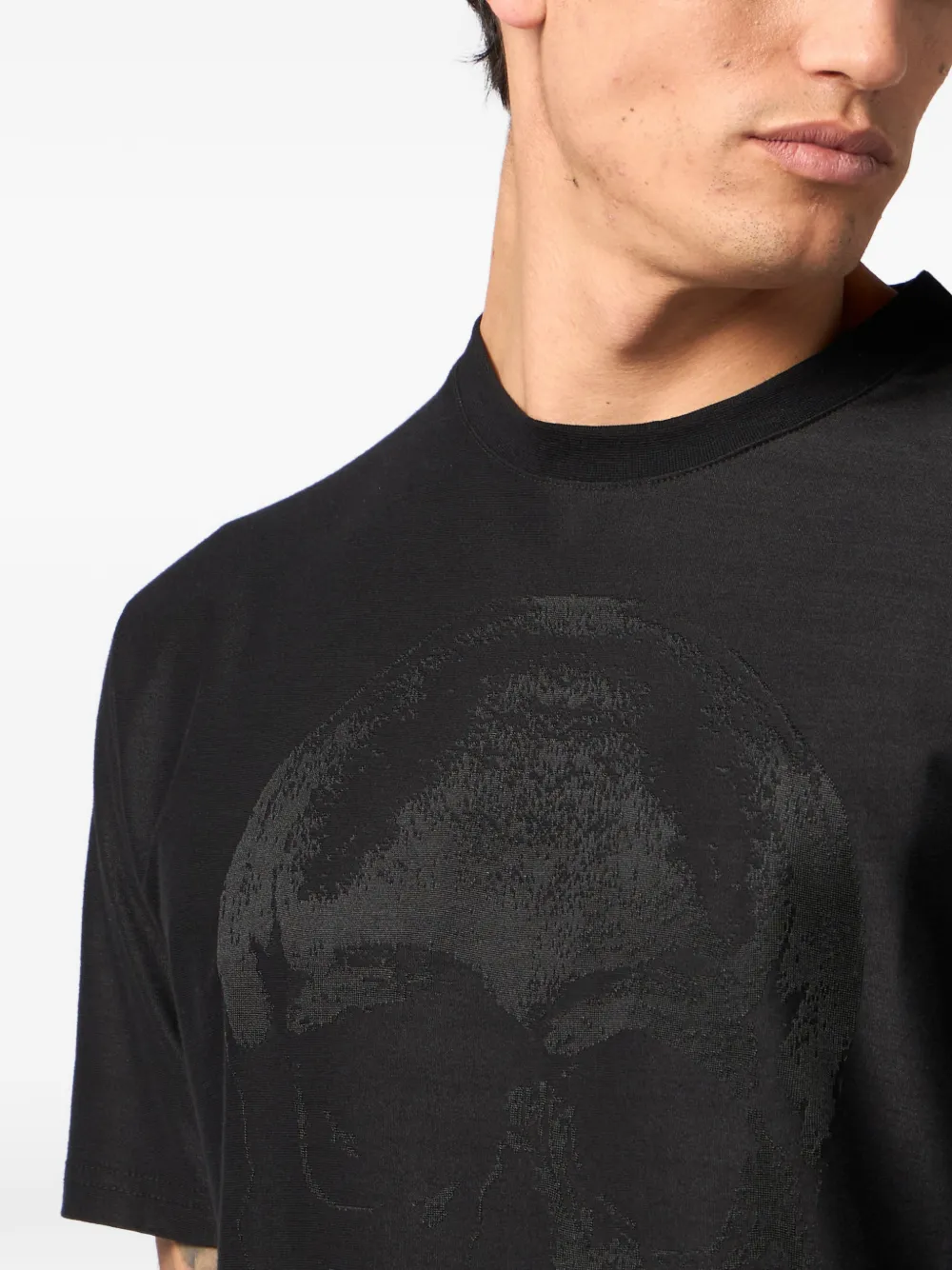 Philipp Plein T-shirt met ronde hals en doodskop jacquard Zwart