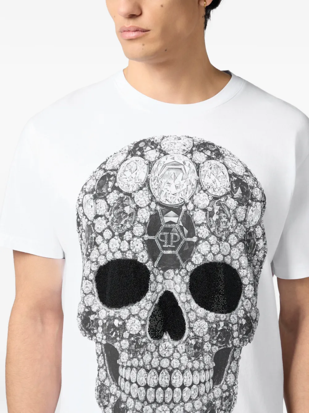 Philipp Plein T-shirt met ronde hals en doodskop Wit