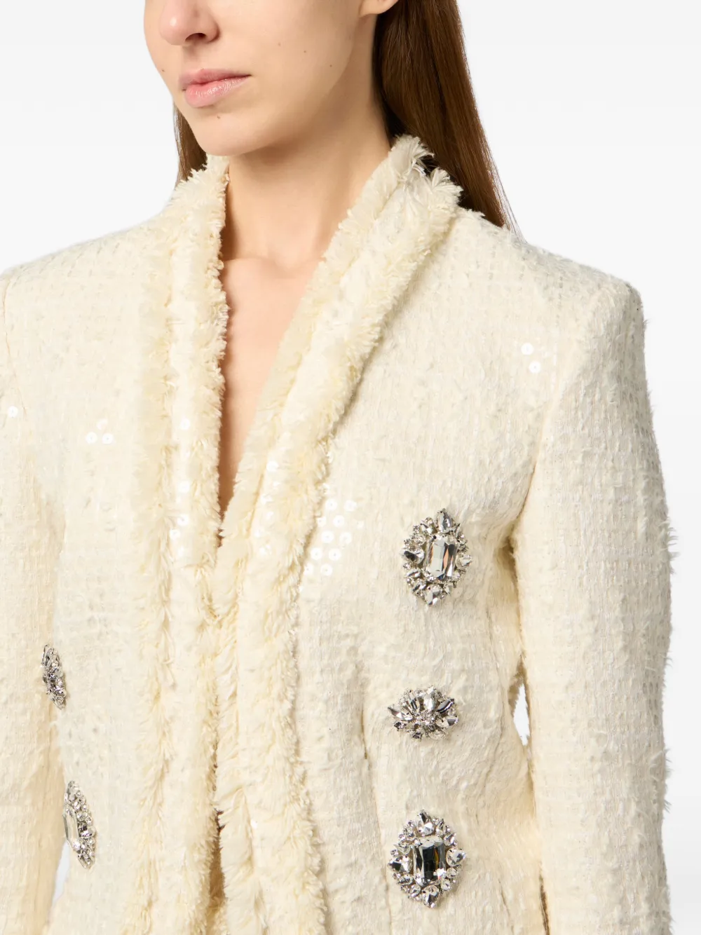 Philipp Plein Tweed bolero met pailletten Beige