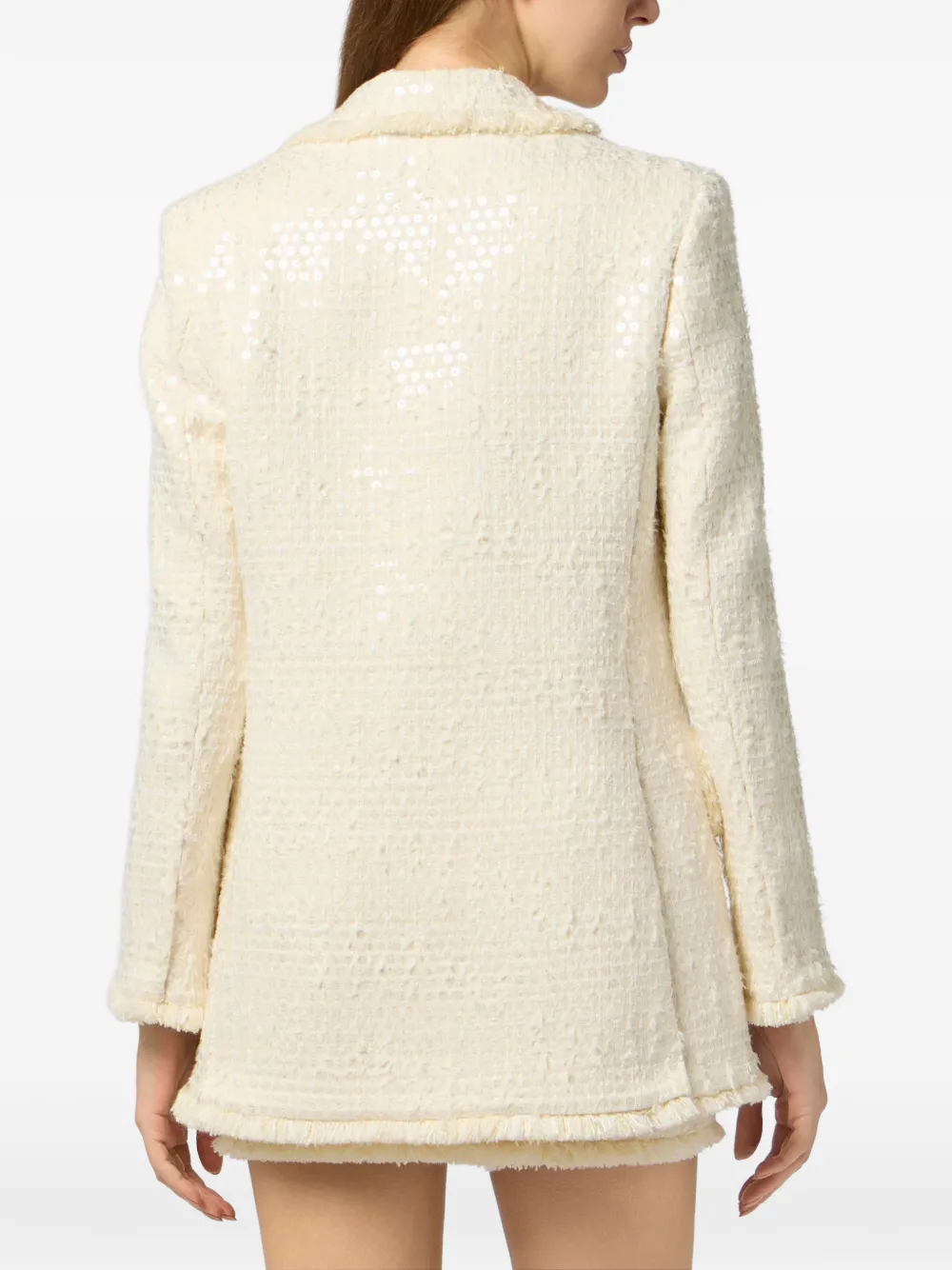 Philipp Plein Tweed boyfriend-fit blazer met pailletten Beige