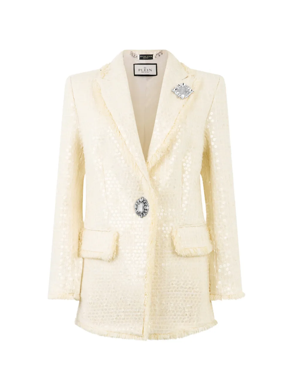 Philipp Plein paillettes tweed blazer - Toni neutri