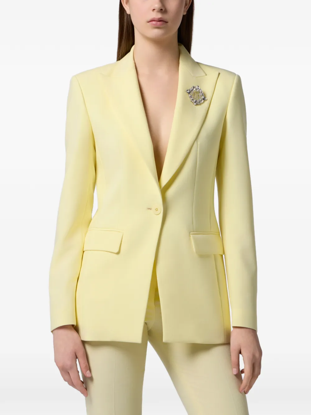  Philipp Plein Brooch-detail Blazer - Yellow 