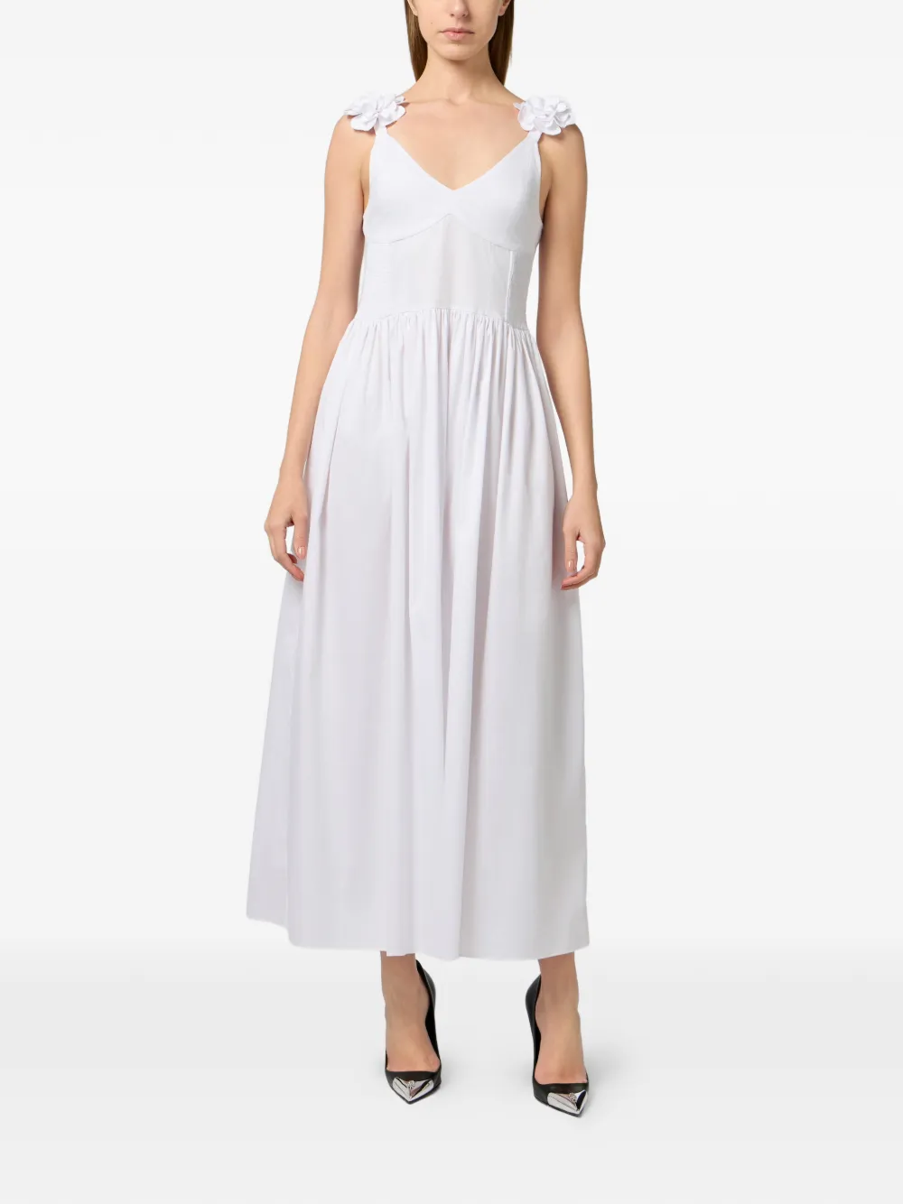  Philipp Plein Vestido Largo Con Tirantes Florales - Blanco 