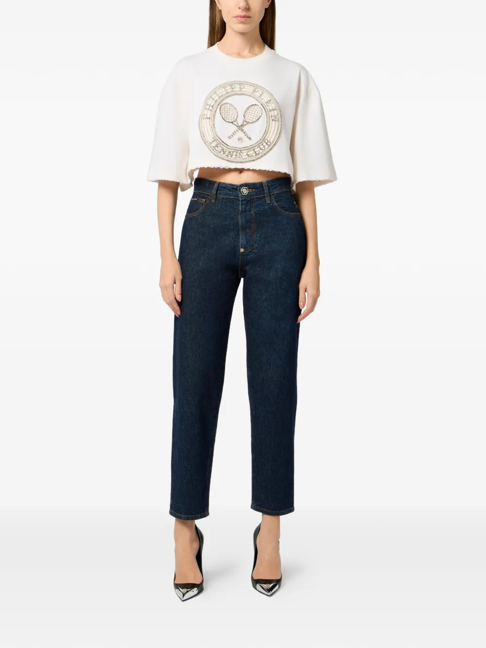 Philipp Plein Cropped T-shirt Beige