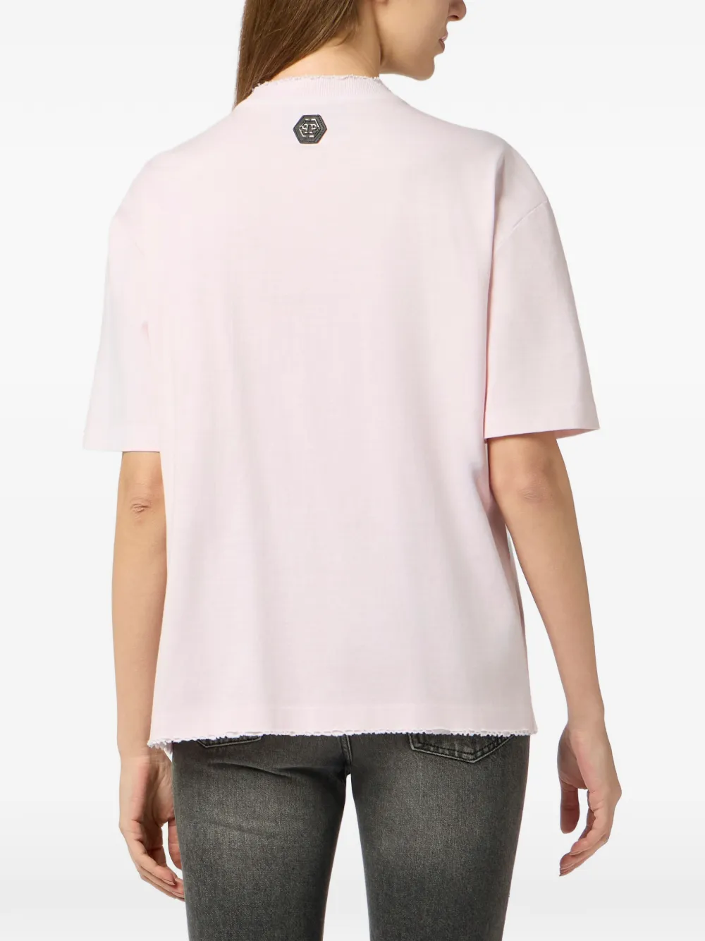 Philipp Plein T-shirt verfraaid met kristallen Roze