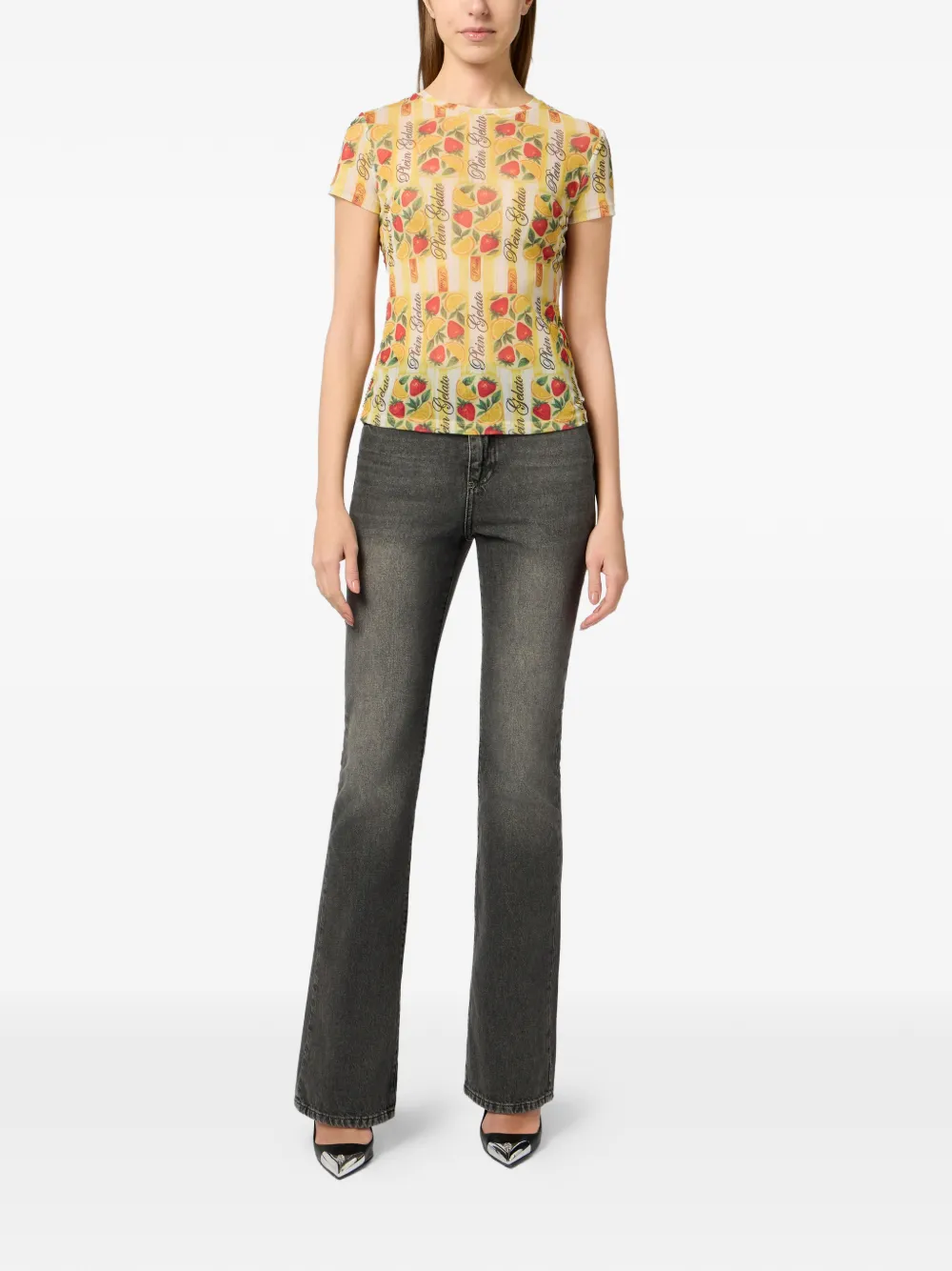 Philipp Plein T-shirt met ronde hals en fruitprint Geel