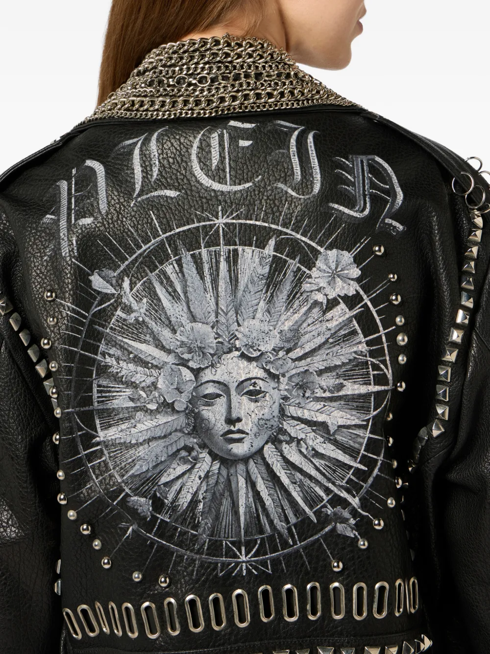 Philipp Plein Bikerjack met studs Zwart