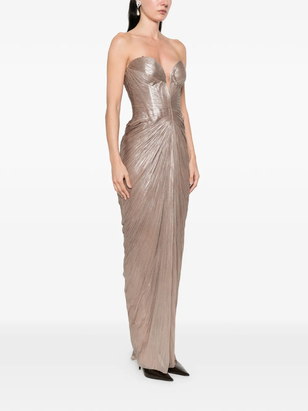  Maria Lucia Hohan Alessandra Draped Maxi Dress - Neutrals 