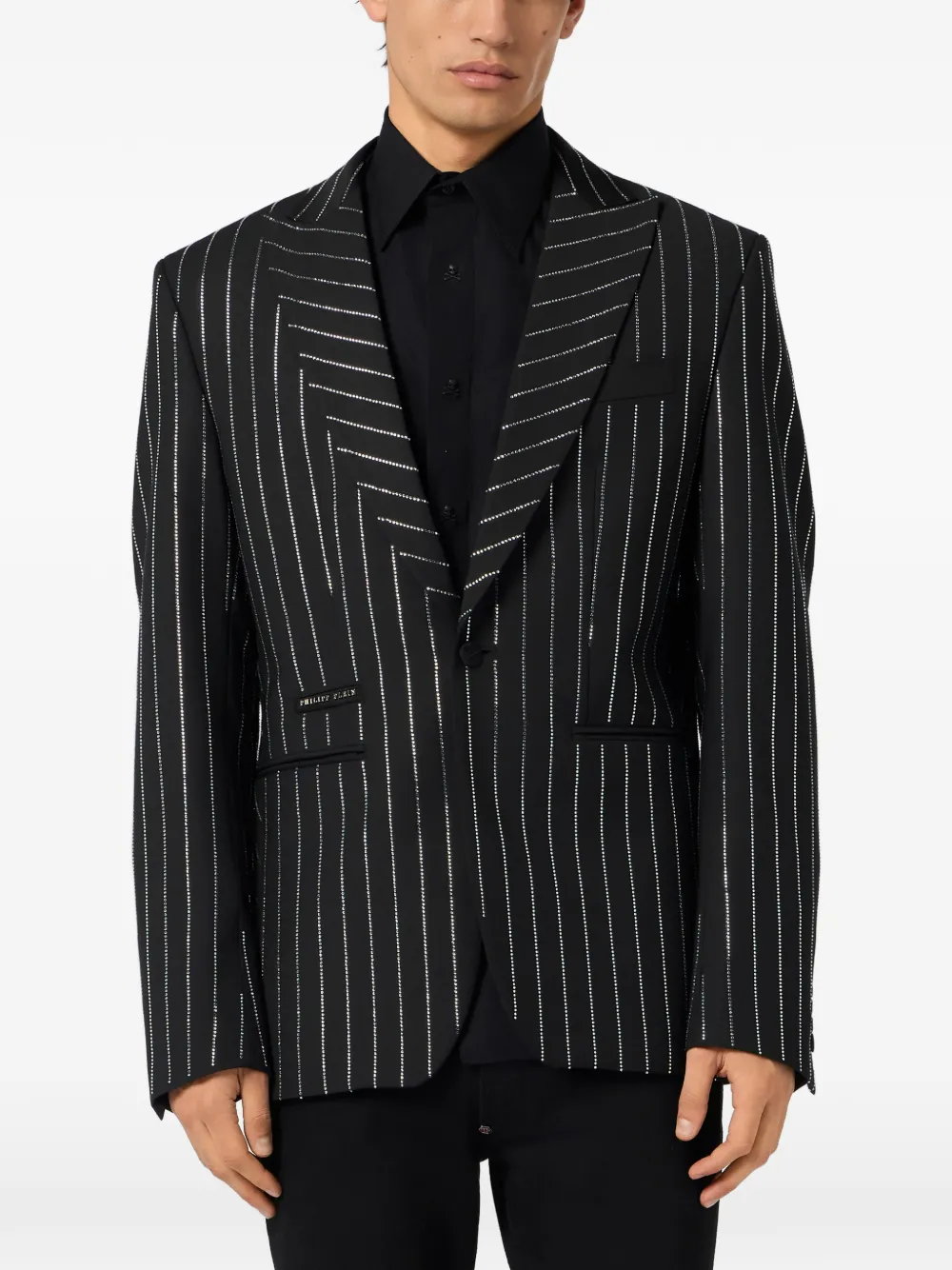 Philipp Plein Lord blazer met jacquard en stras Zwart