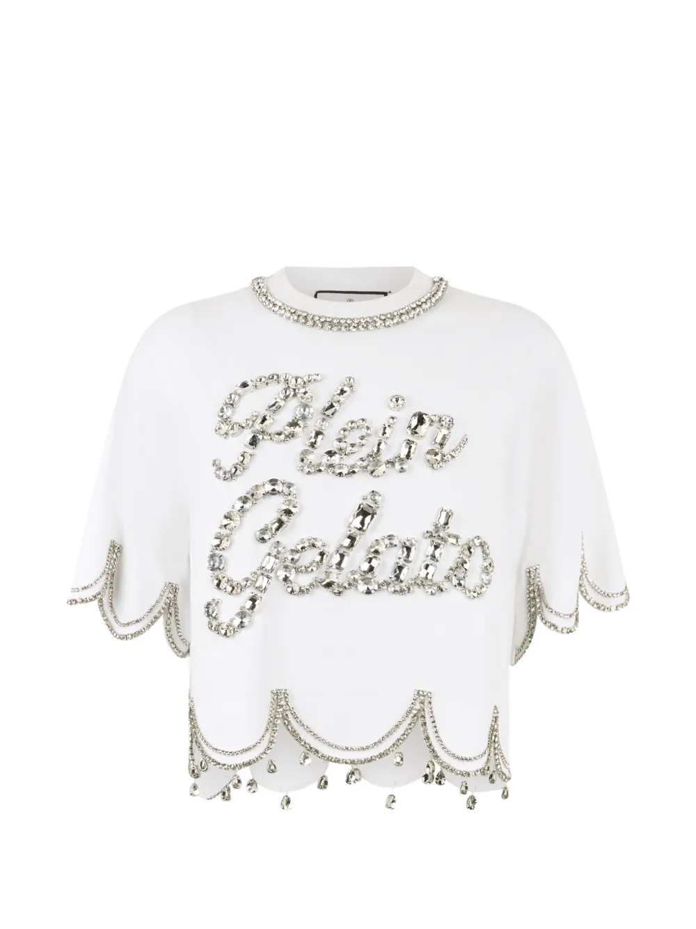 Philipp Plein Cropped-T-Shirt mit Kristallen - Weiß