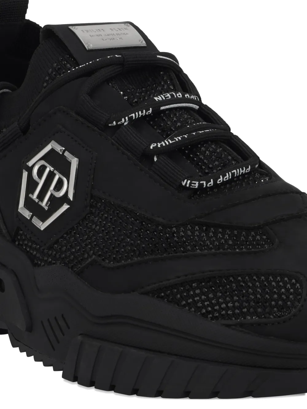 Philipp Plein Predator low-top sneakers met stras Zwart