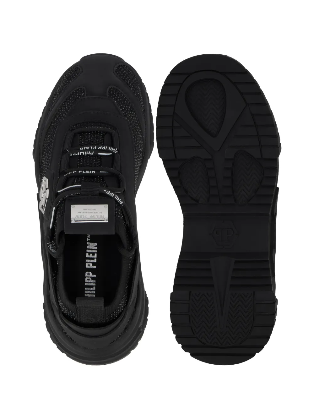 Philipp Plein Predator low-top sneakers met stras Zwart