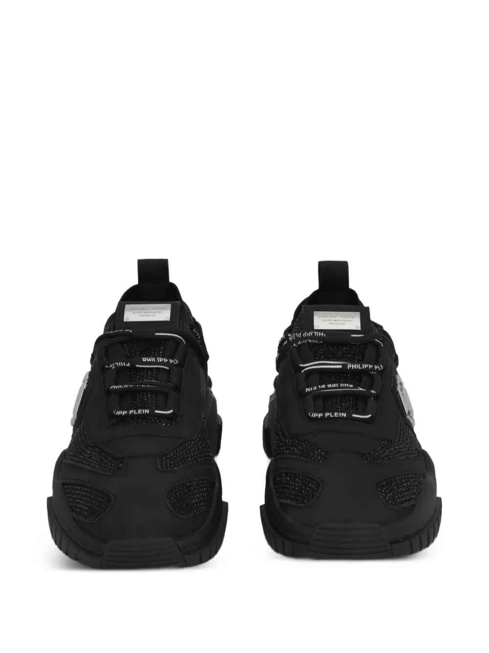 Philipp Plein Predator low-top sneakers met stras Zwart