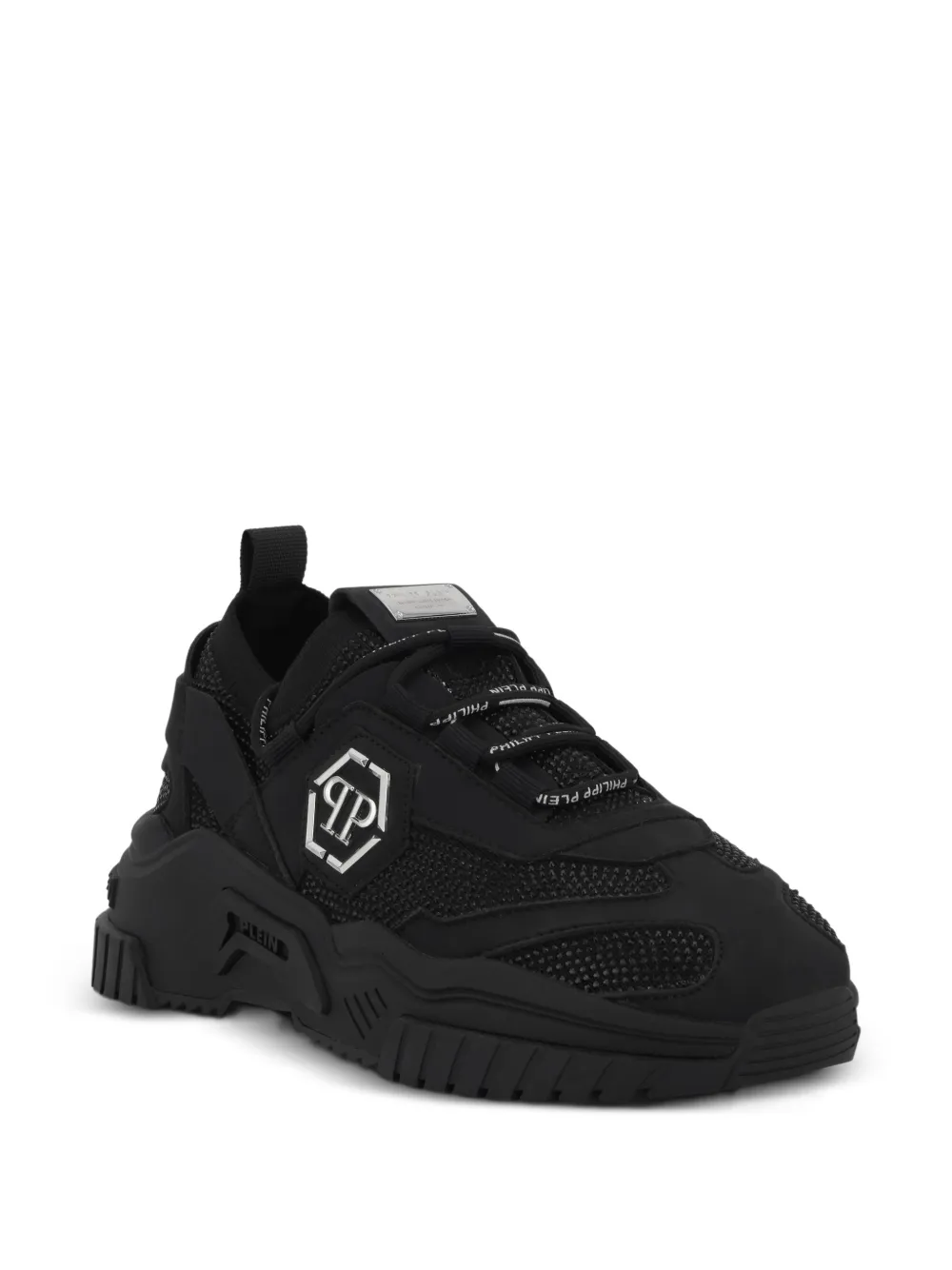 Philipp Plein Predator low-top sneakers met stras Zwart